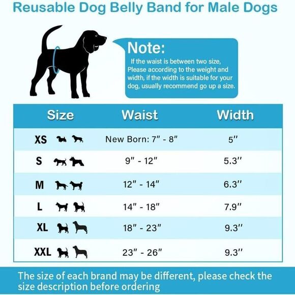 Pet Soft Dog Belly Band Reusable Dog Diaper-  Belly Wrap Sz M NWOT - Picture 7 of 7